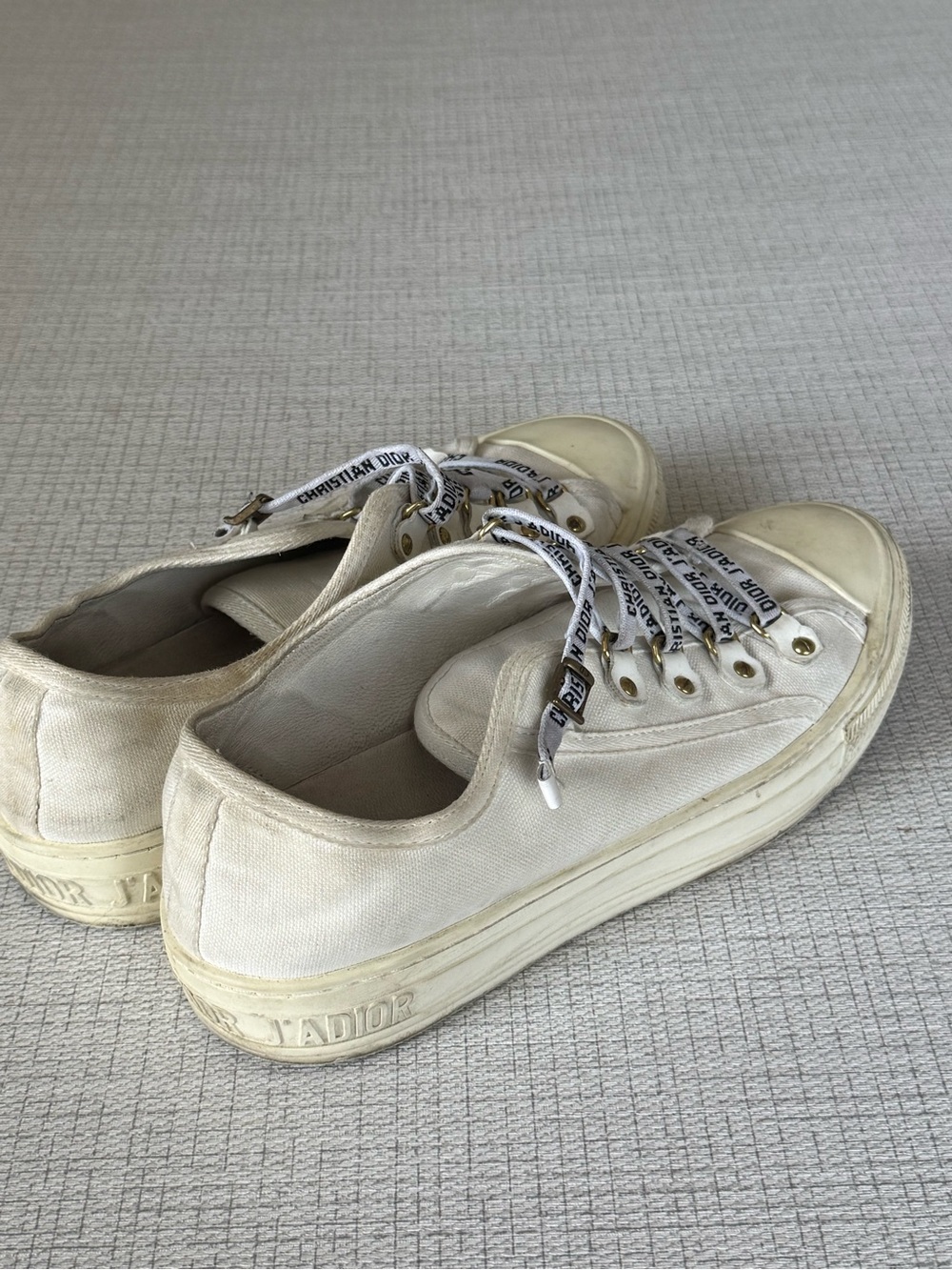 Dior Cream White Canvas J'Adior Lace-Up Sneakers - Picture 6 of 7